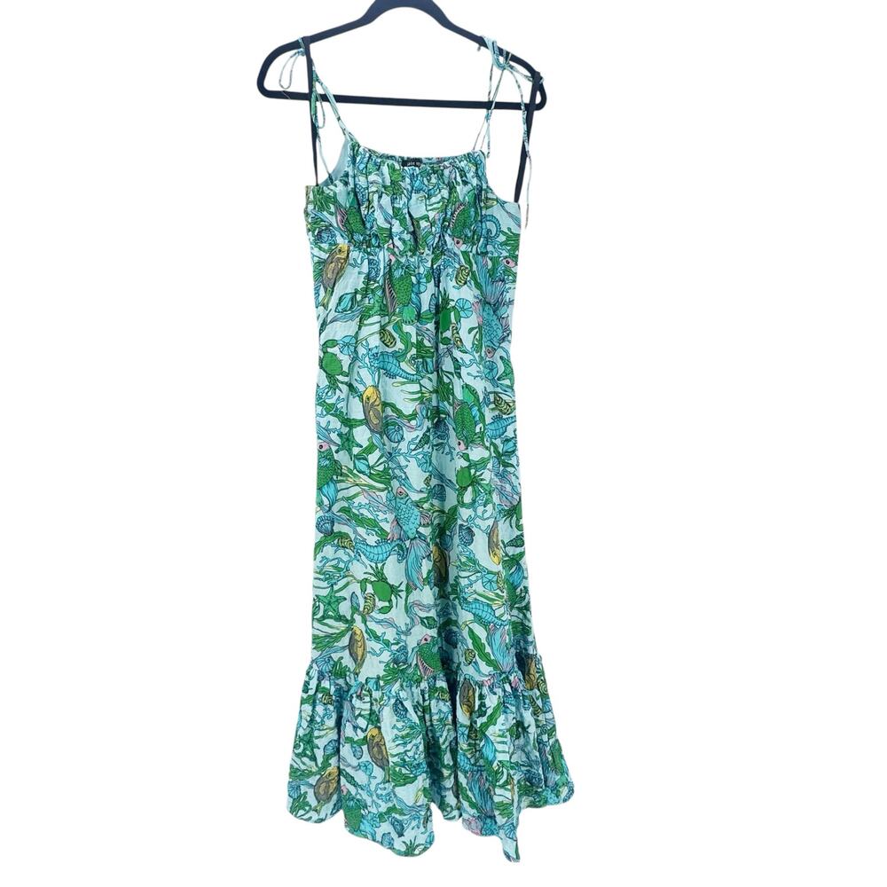 Kate Spade Women's Under The Sea Tie-Strap Dress Sleeveless Green Size Small - Picture 7 of 12